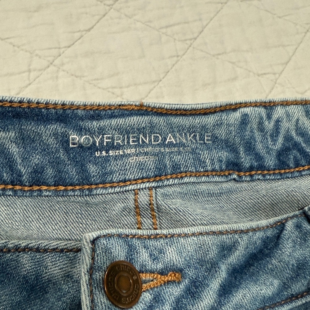 Chico's Light Blue Boyfriend Ankle Jeans